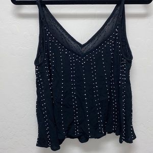 Free People Black Flowy Studded Tank